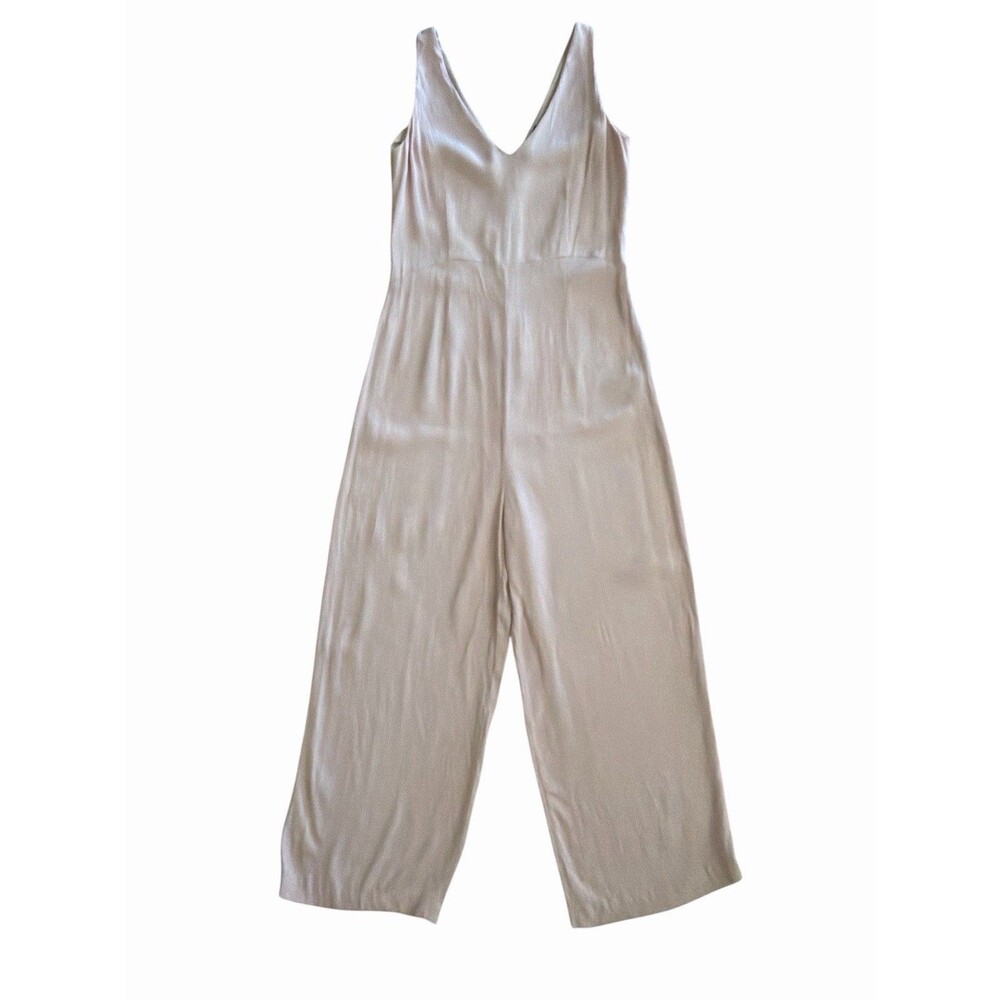 Massimo Dutti Blush Pink Jumpsuit Sleeveless V-Neck Wide Leg US 4 EU 36 - Picture 3 of 13